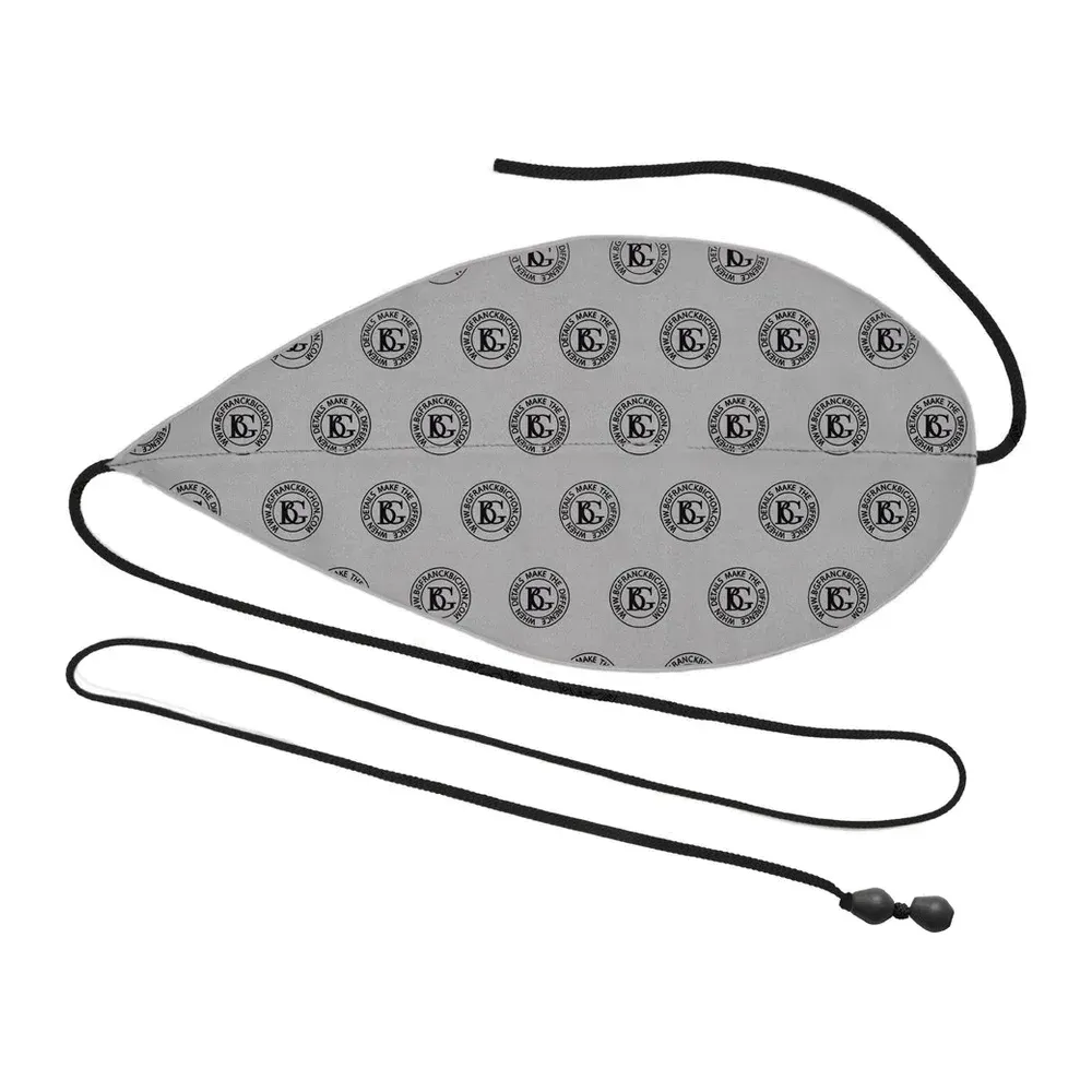Limpiador BG de microfibra para la culata del fagot, gris con logotipos estampados, cordón negro y pesas en el extremo